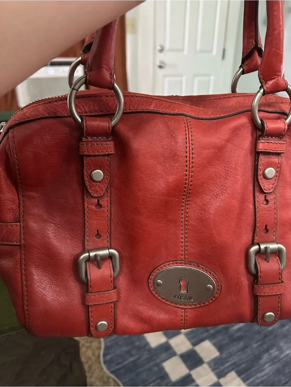 Vintage fossil maddox leather satchel purse